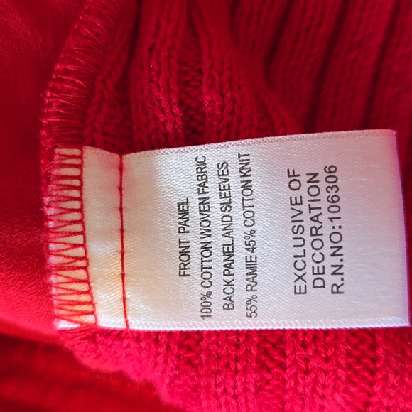 Berek red corduroy/ribbed snalp front red sweater w/sequins & rhinstones-PM - Picture 7 of 9